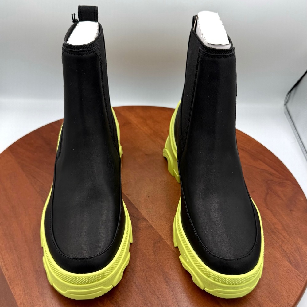 Sorel Brex Chelsea Waterproof Boot Black Tippet Neon‎ Green W 8 Leather Gorpcore